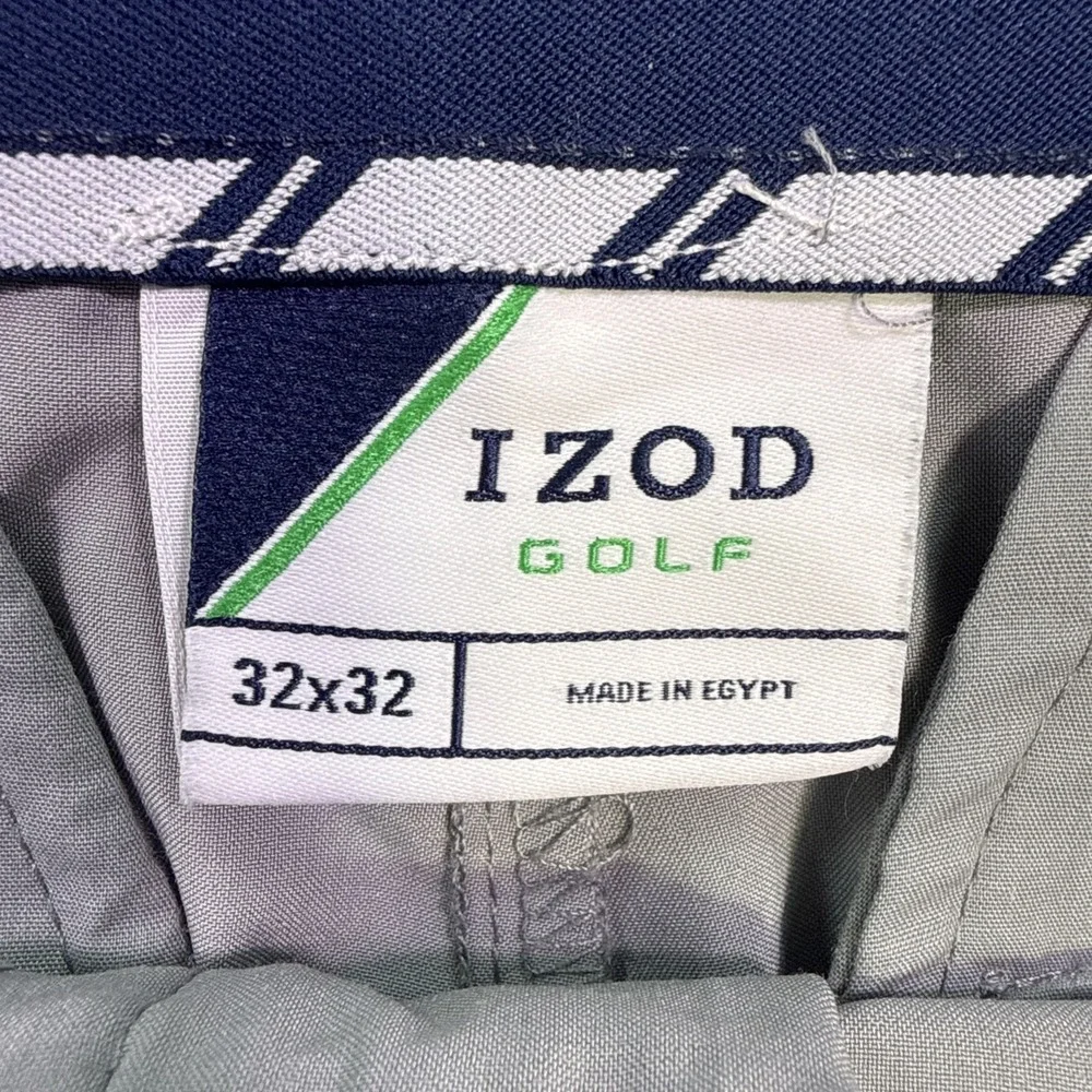 IZOD Advantage Performance Pants Men 32x32 GRAY Stretch Straight Fit Golf Chino